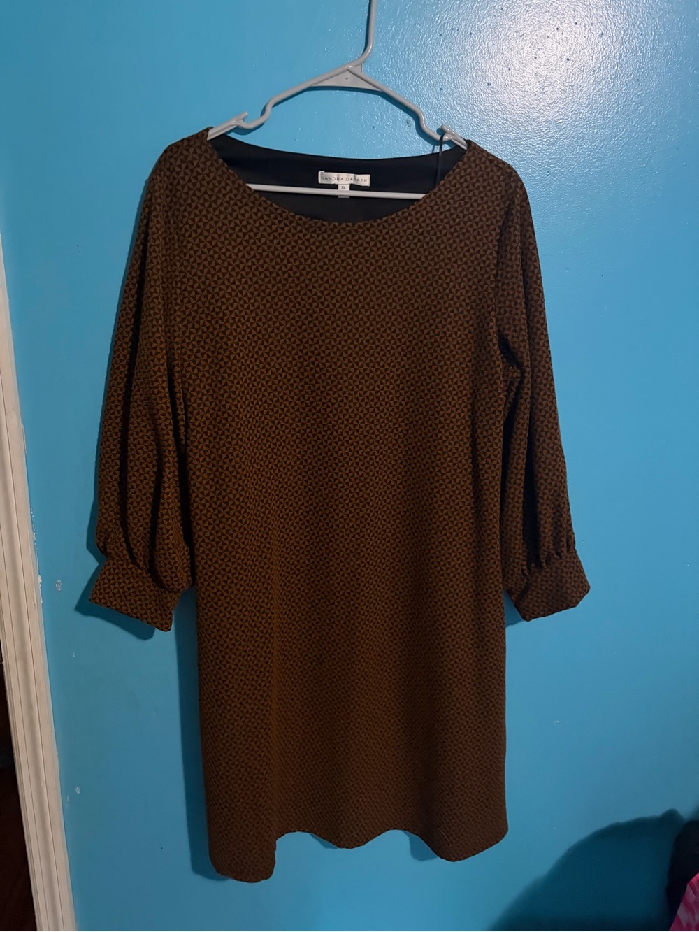 Sandra Darren Brown Textured Shift Dress